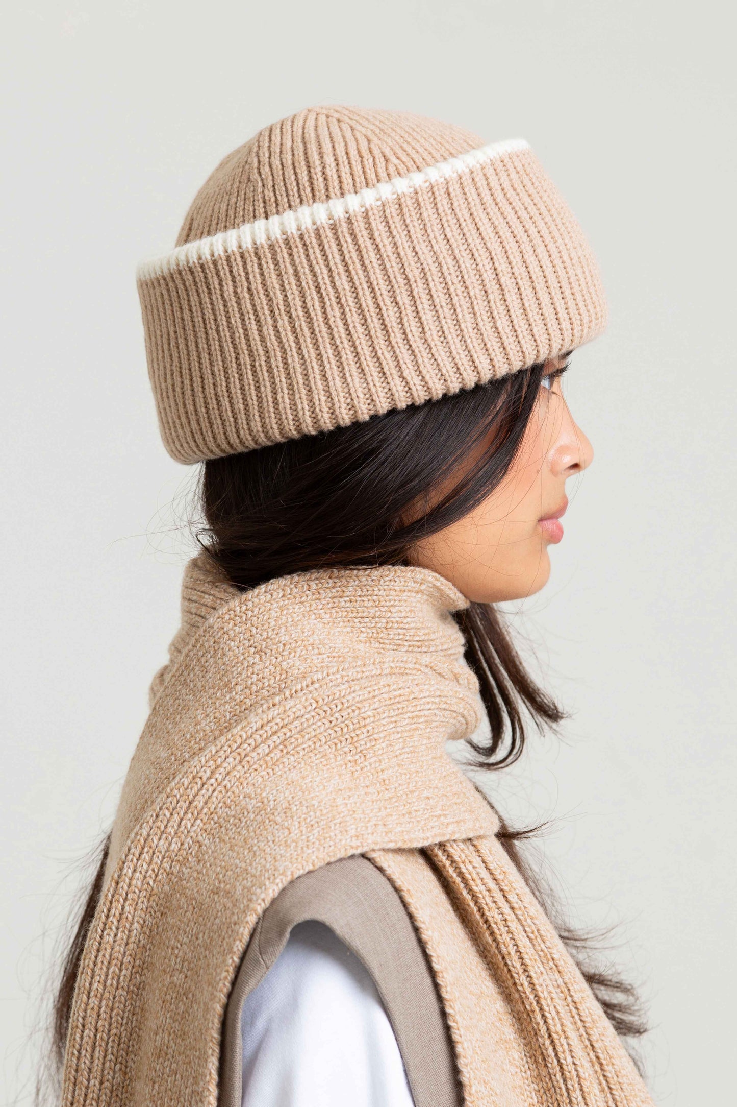 Chunky Soft Wool Beanie Hat - Sand