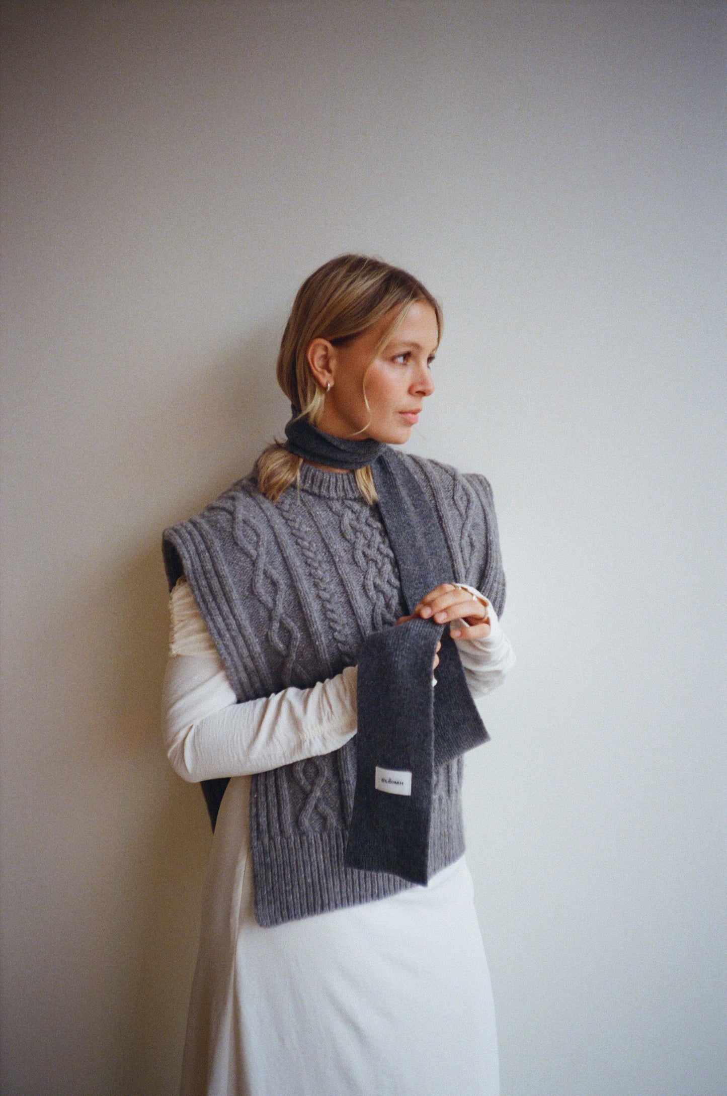 Mini Soft Wool Scarf - Dark Grey