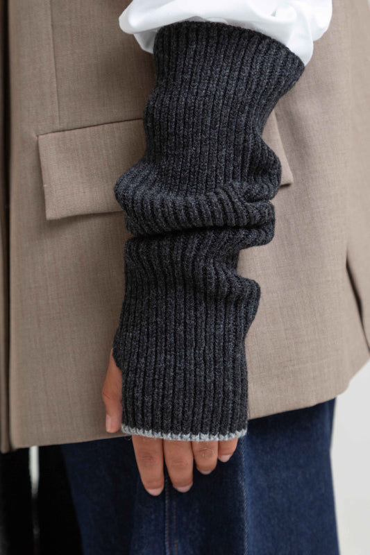 Soft Wool Fingerless Gloves - Charcoal