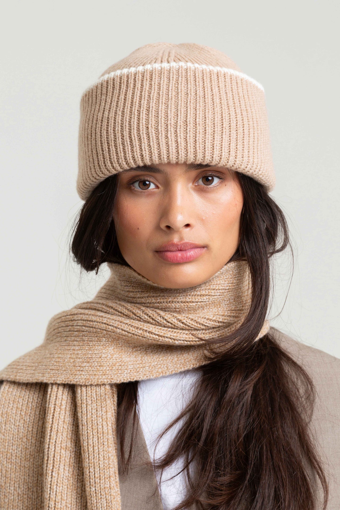 Chunky Soft Wool Beanie Hat - Sand