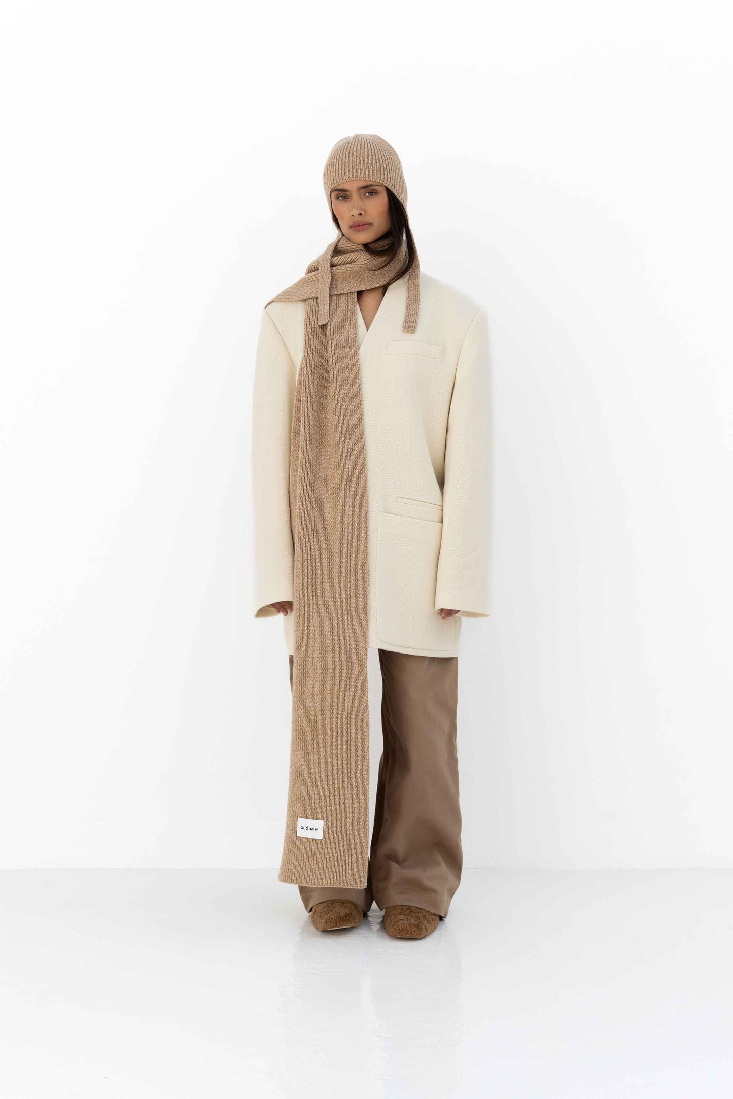 Tied Soft Wool Hood - Sand Marl