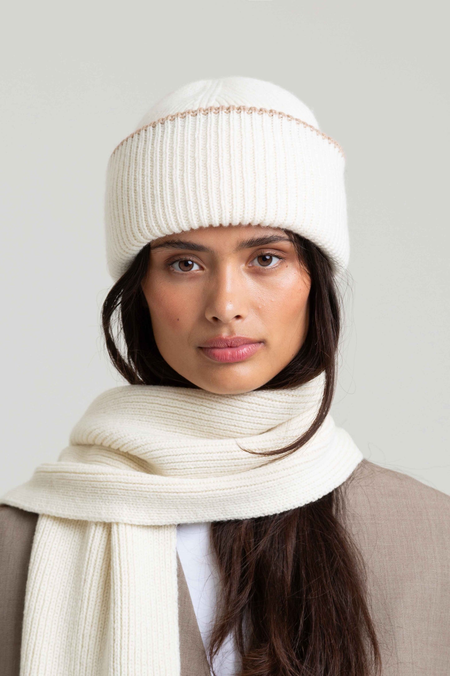 Chunky Soft Wool Beanie Hat - Ecru