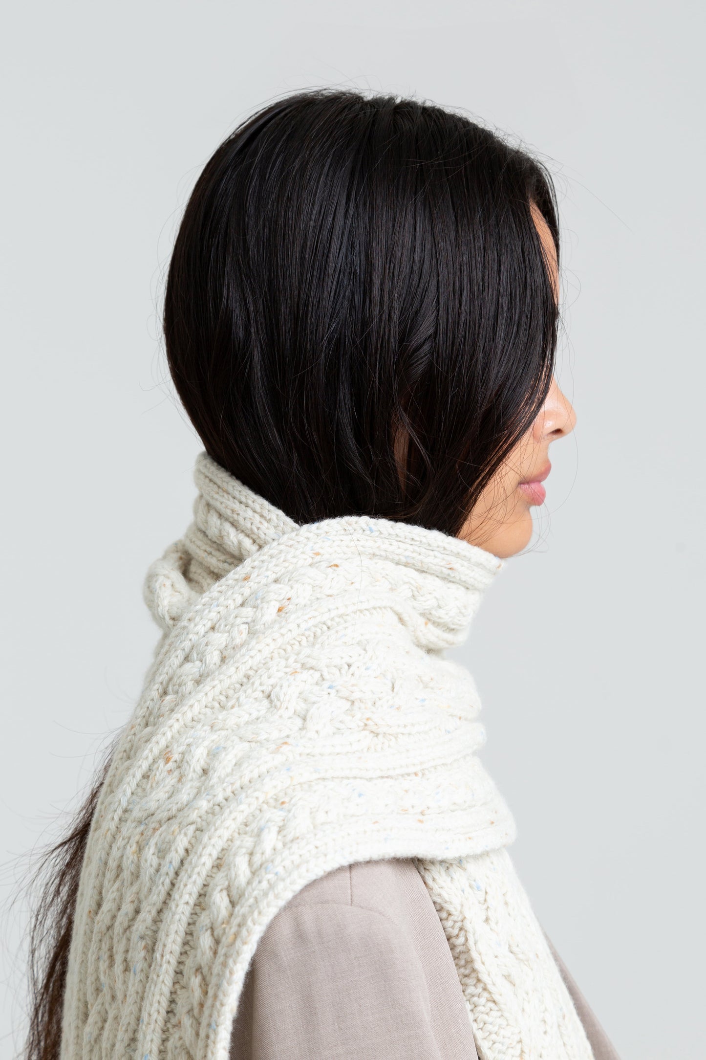 Aran Knit Wool Scarf