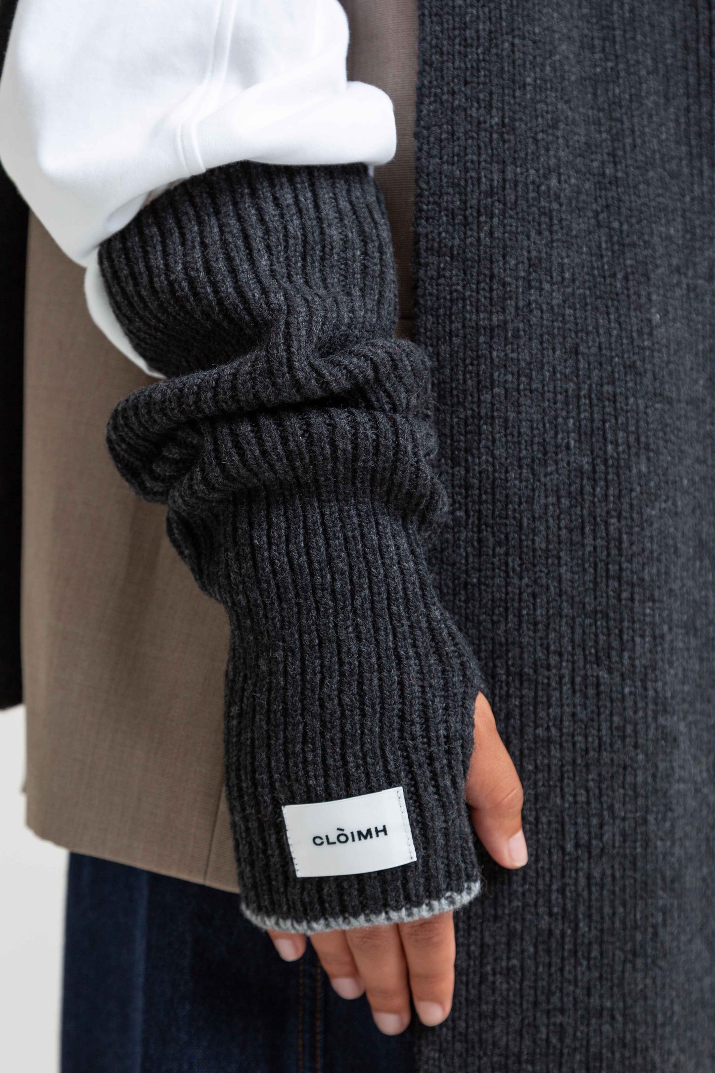 Soft Wool Fingerless Gloves - Charcoal