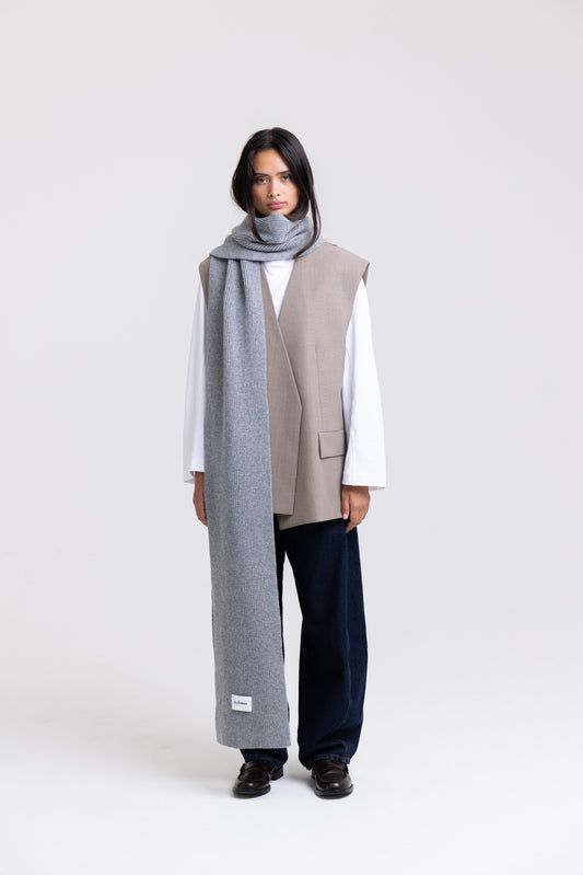 Long Soft Wool Scarf - Grey