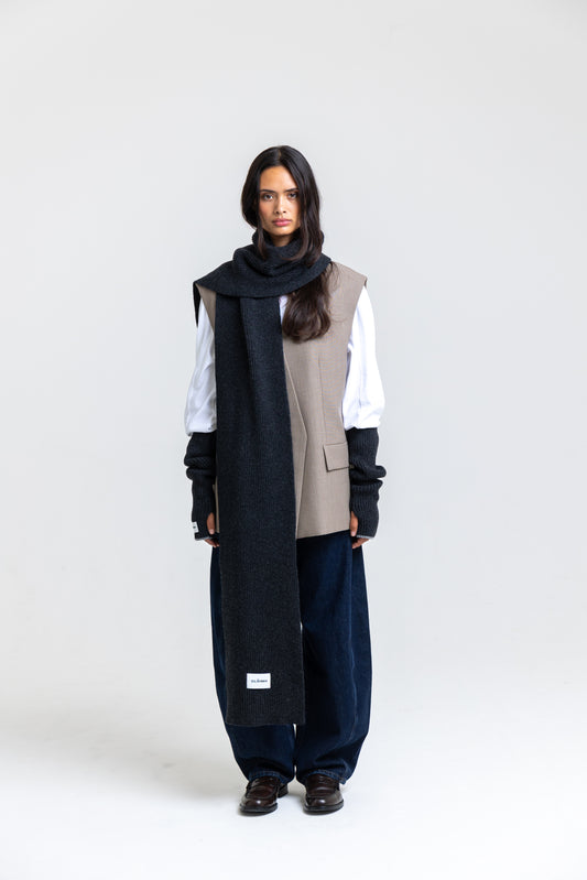 Long Soft Wool Scarf - Charcoal