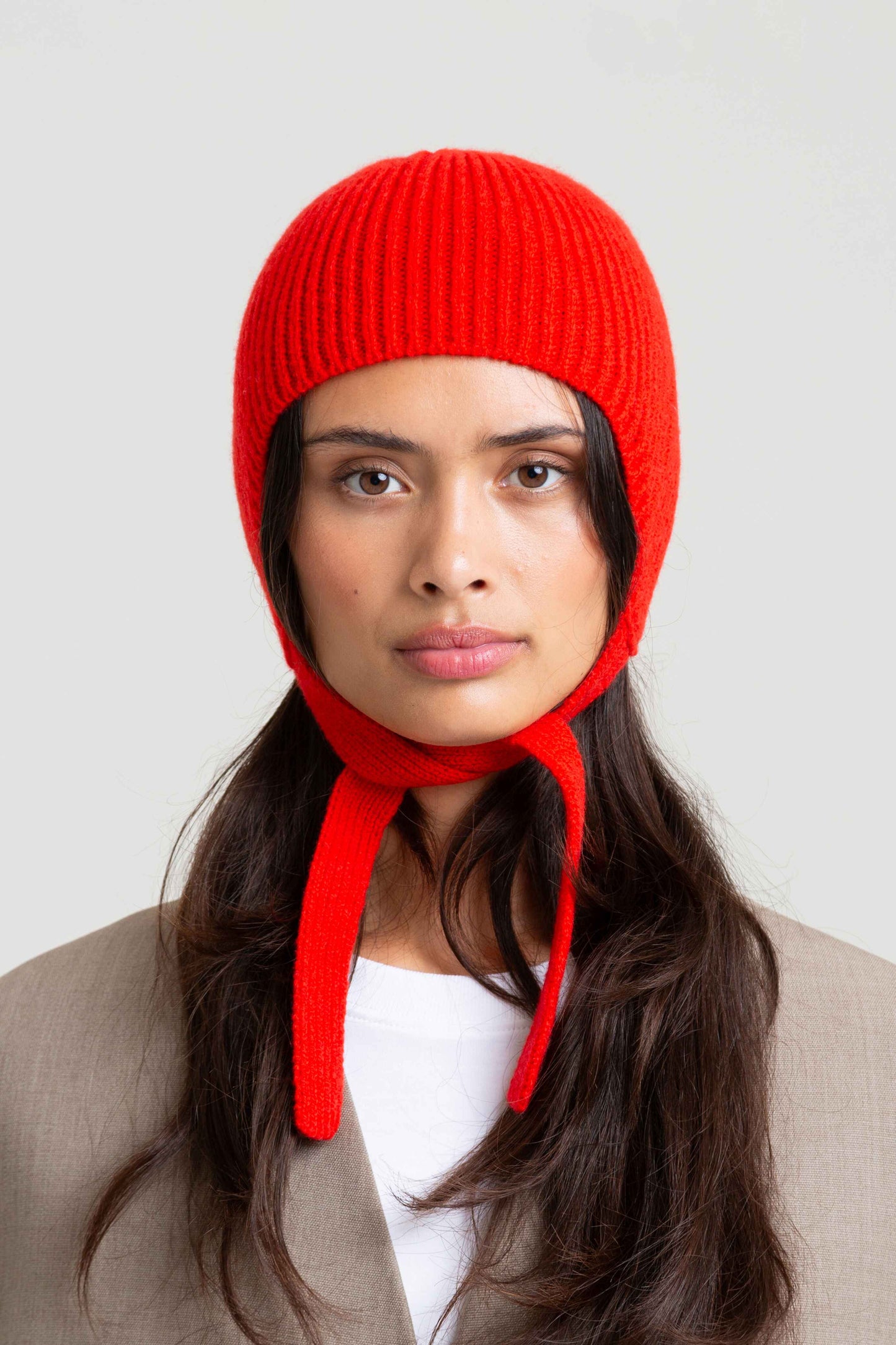 Tied Soft Wool Hood - Red