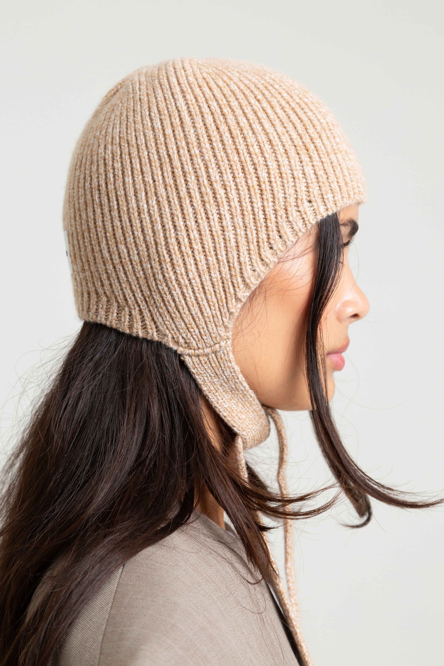 Tied Soft Wool Hood - Sand Marl