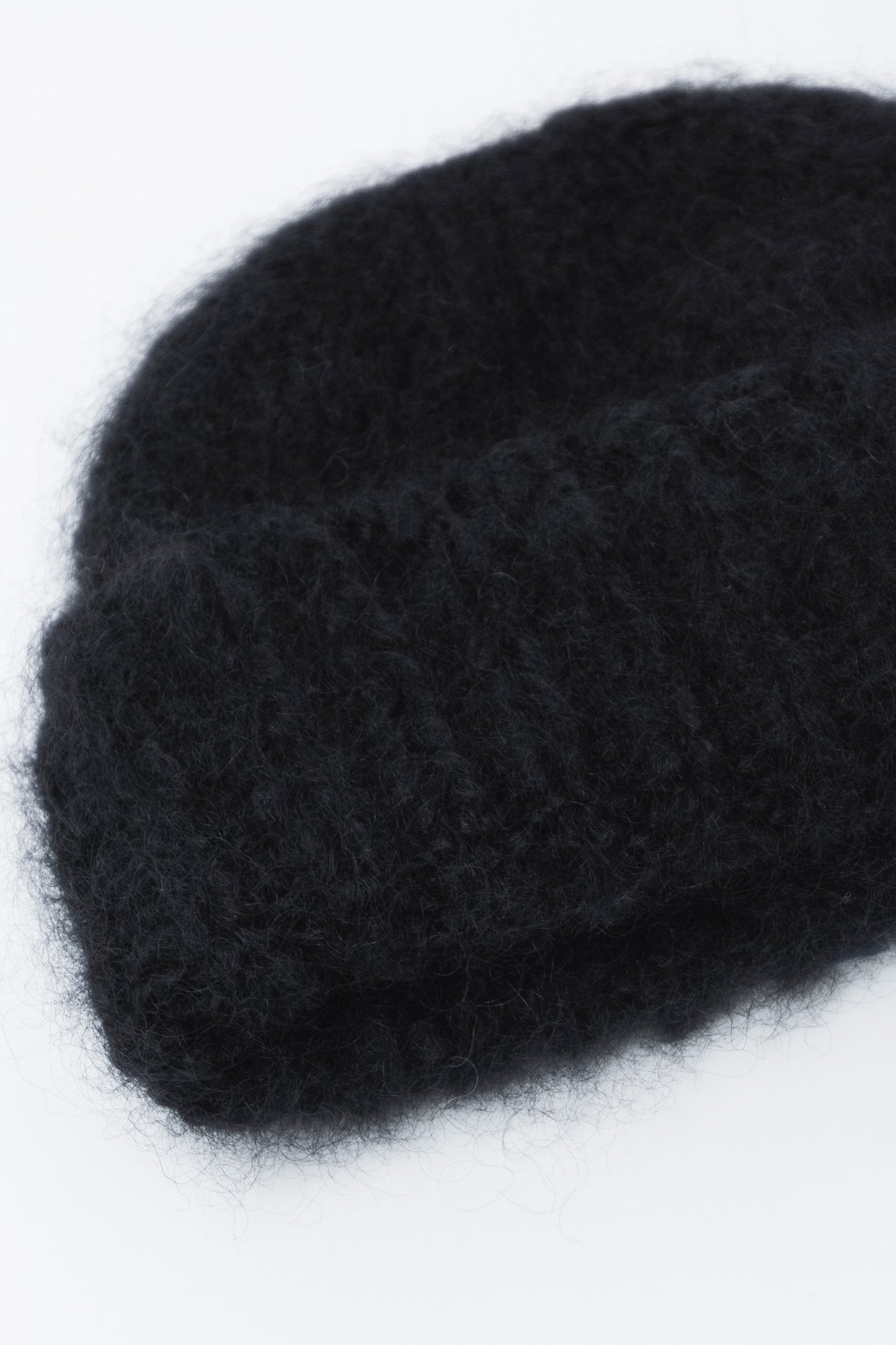 Brushed Mohair-Wool Beanie Hat - Black