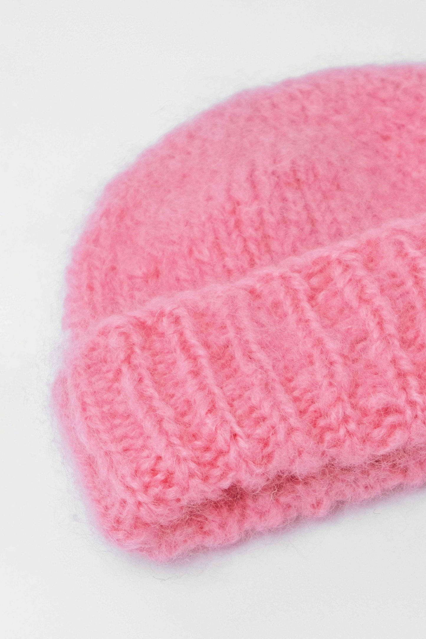 Brushed Mohair-Wool Beanie Hat - Rose