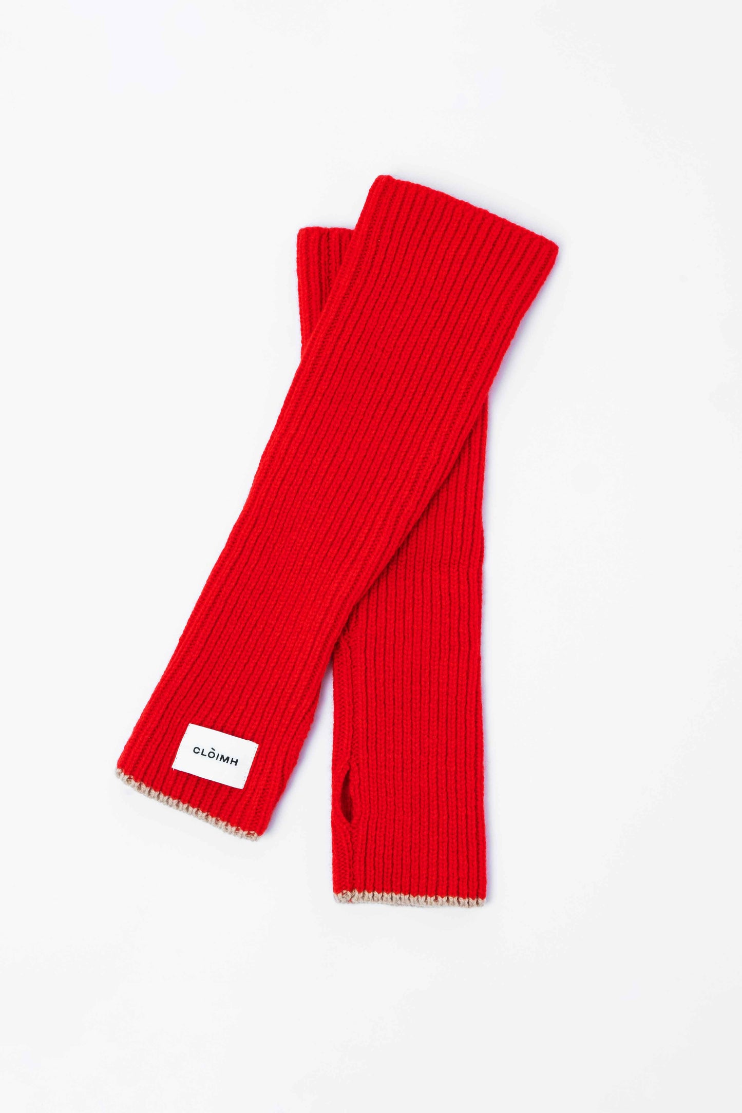 Soft Wool Fingerless Gloves - Red