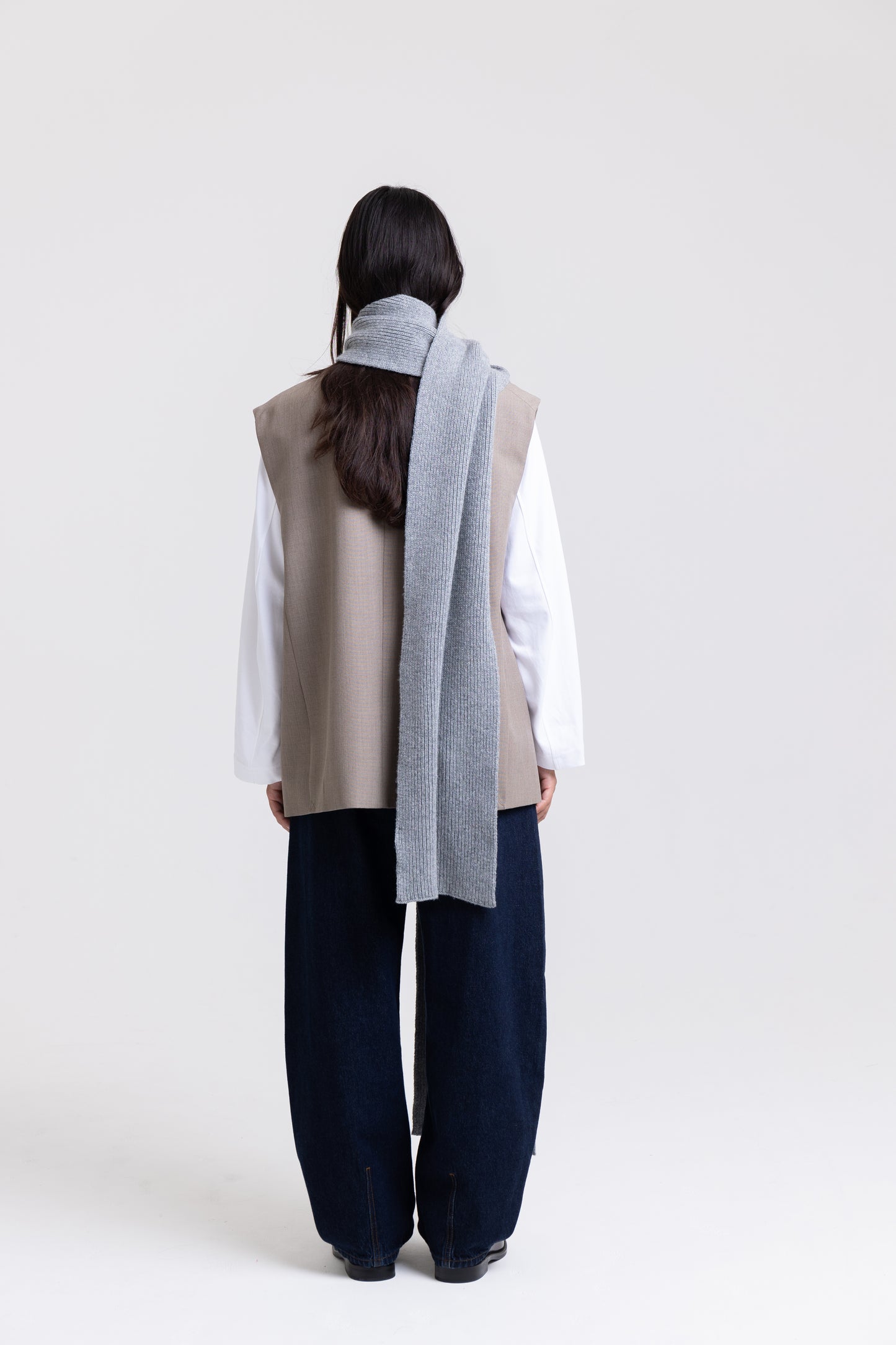 Long Soft Wool Scarf - Grey