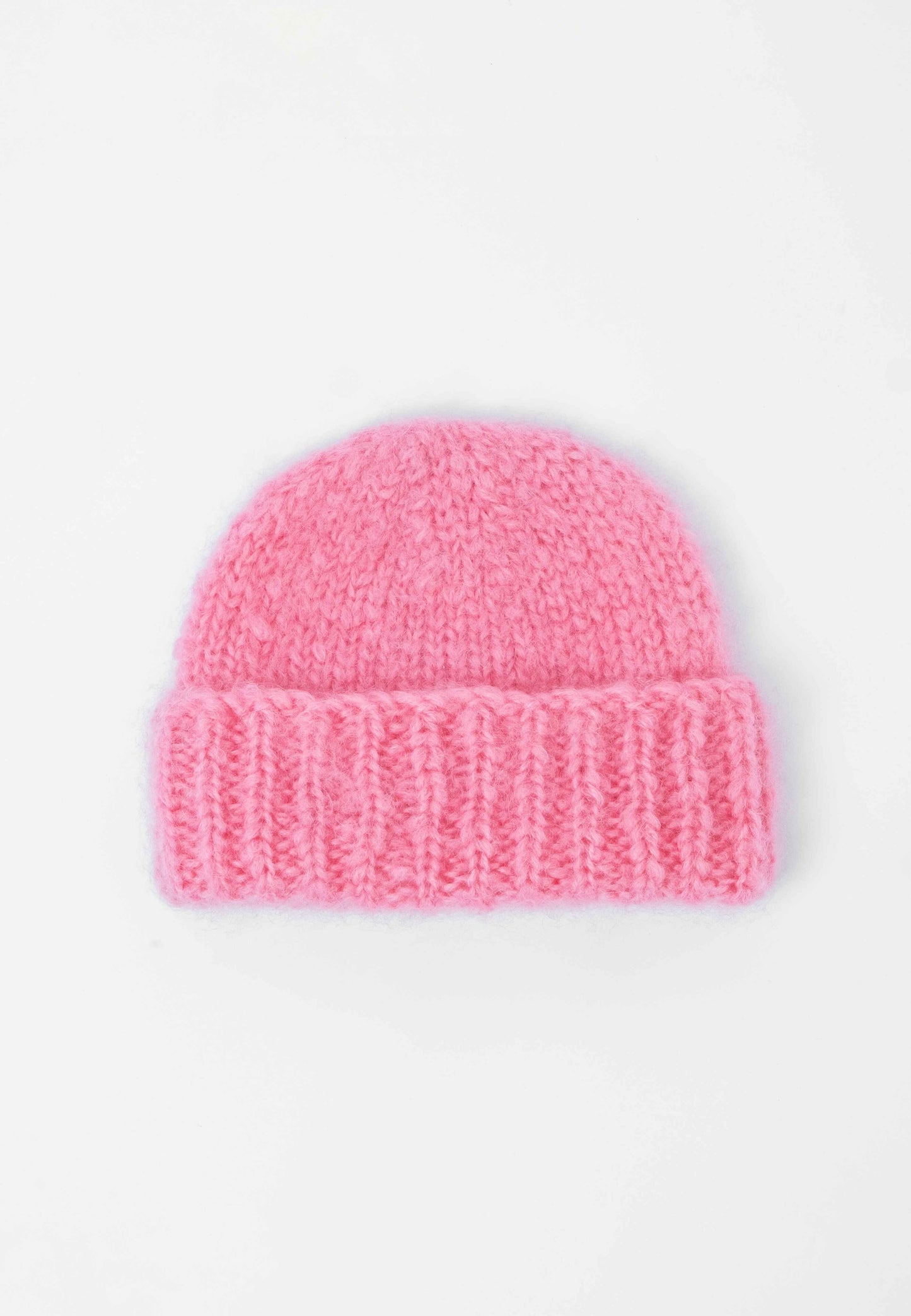 Brushed Mohair-Wool Beanie Hat - Rose