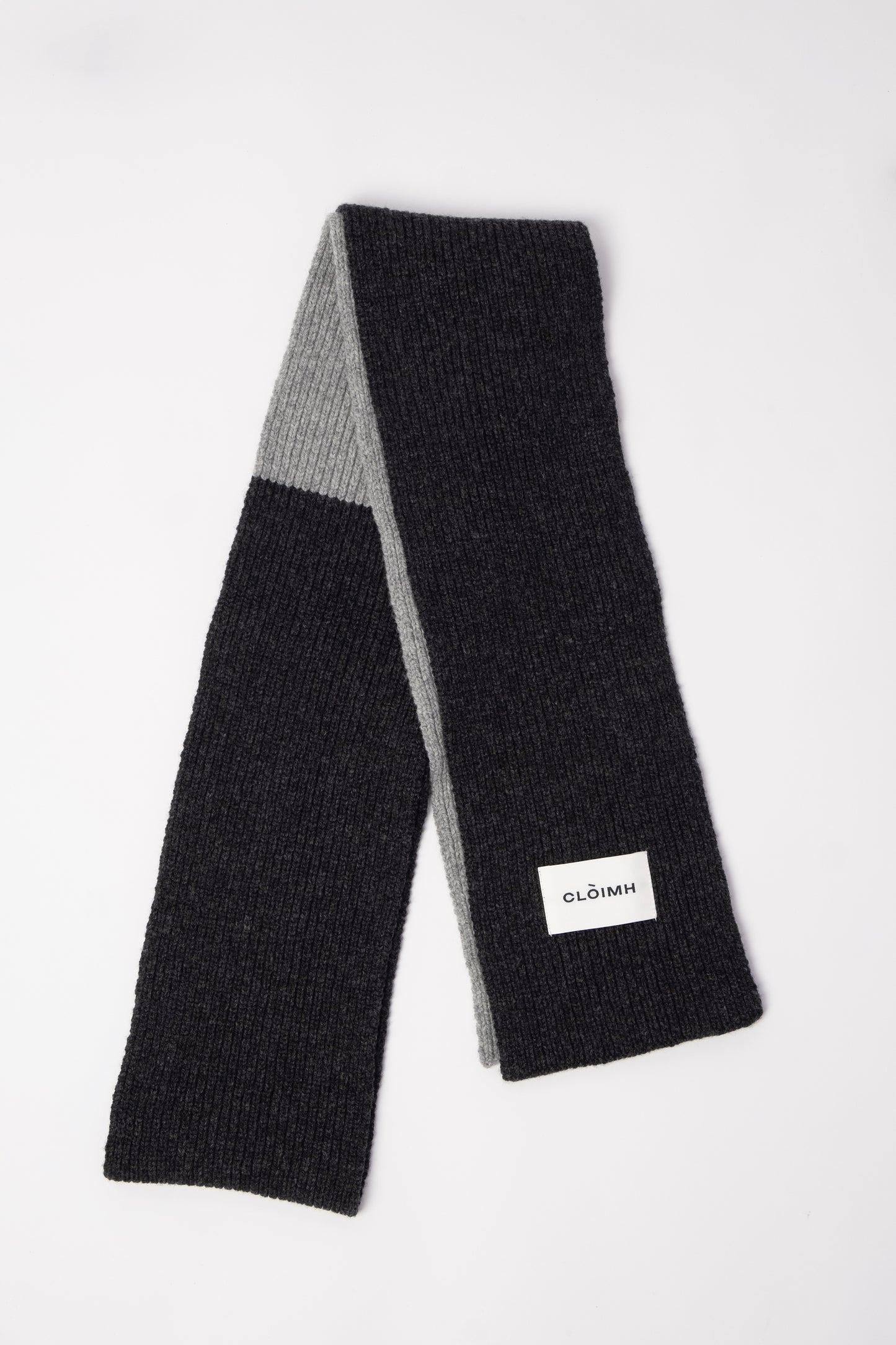 Blocked Soft Wool Scarf - Charcoal/Grey