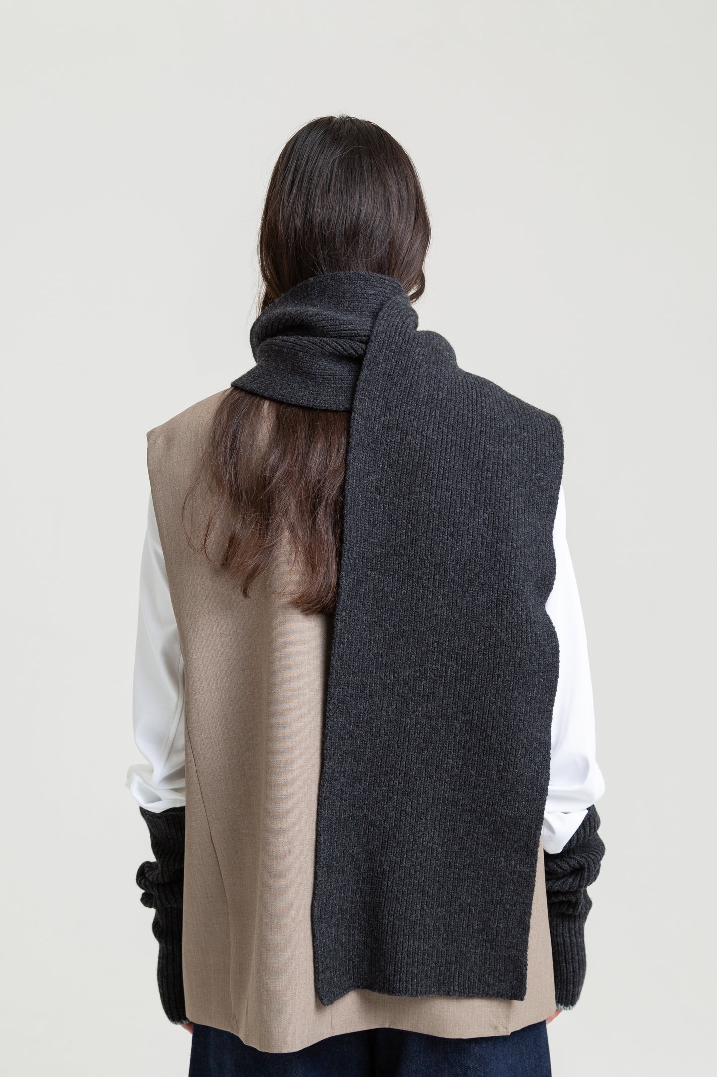 Long Soft Wool Scarf - Charcoal