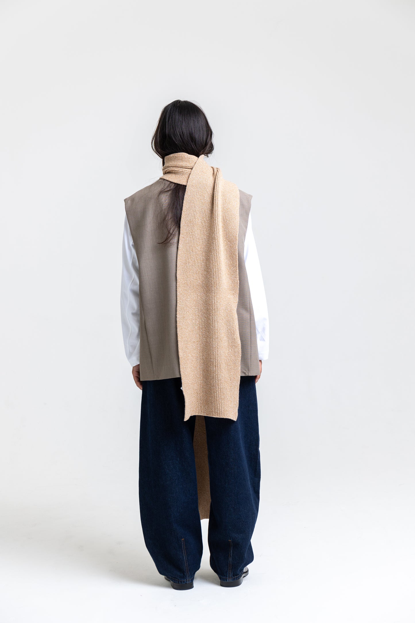 Long Soft Wool Scarf - Sand Marl