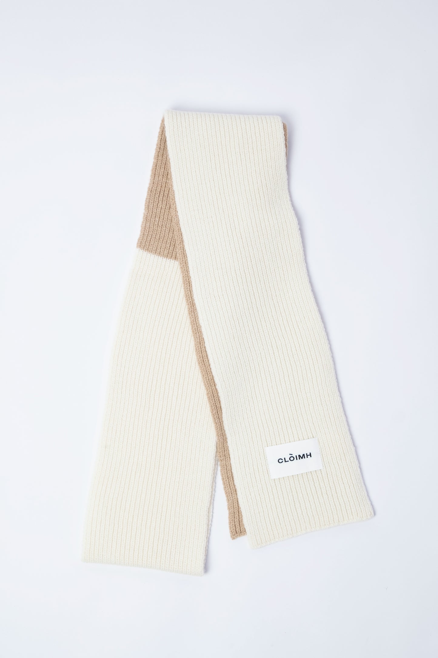 Blocked Soft Wool Scarf - Ecru/Sand