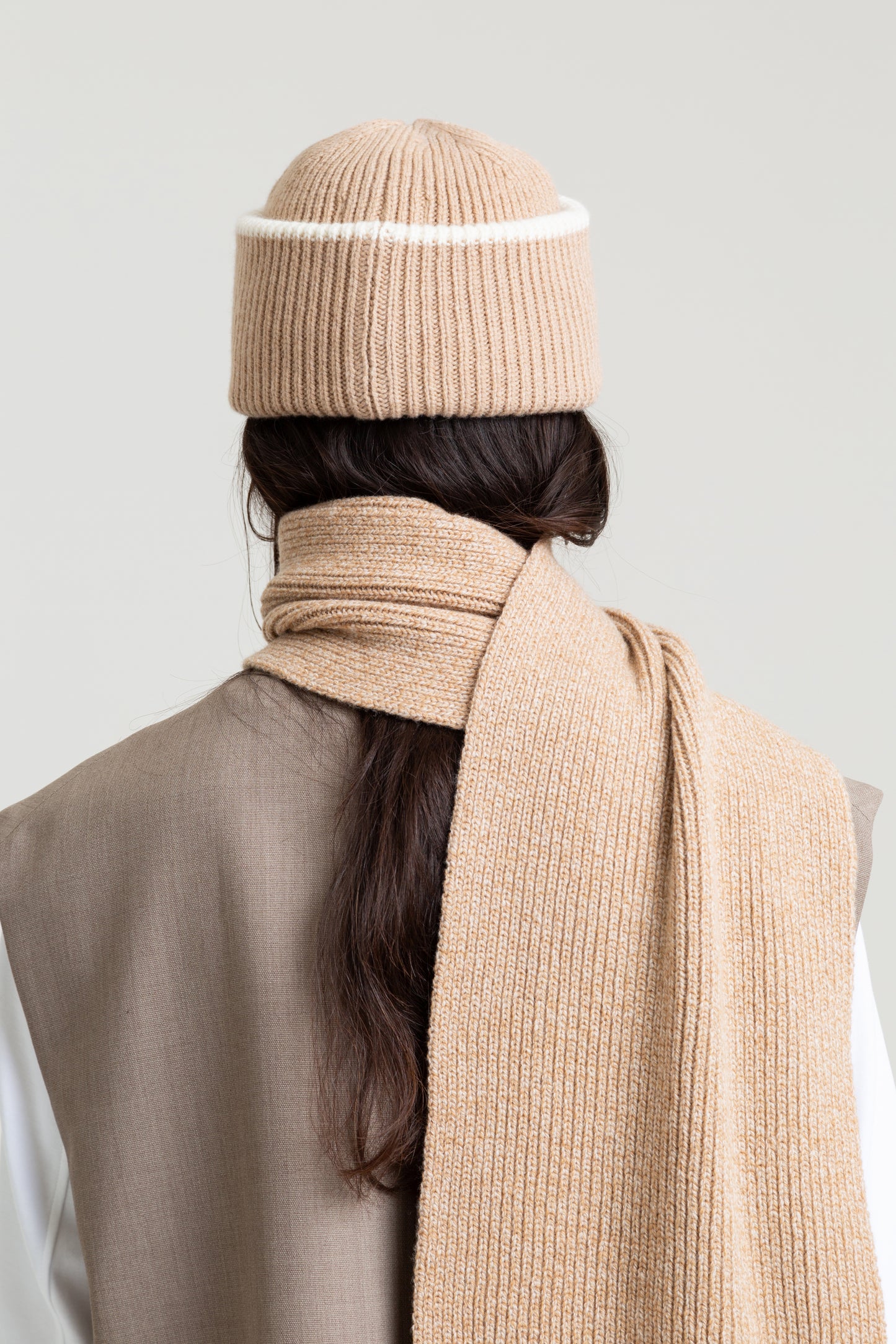 Long Soft Wool Scarf - Sand Marl